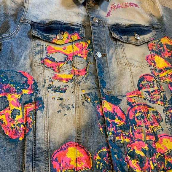 Mackeen Jean jacket size xl multi color pink yellow blue - Picture 2 of 7